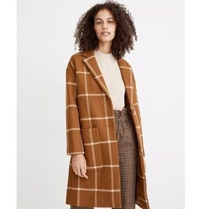 Madewell Elmcourt Windowpane Check Wool-Blend Coat - Size XXS